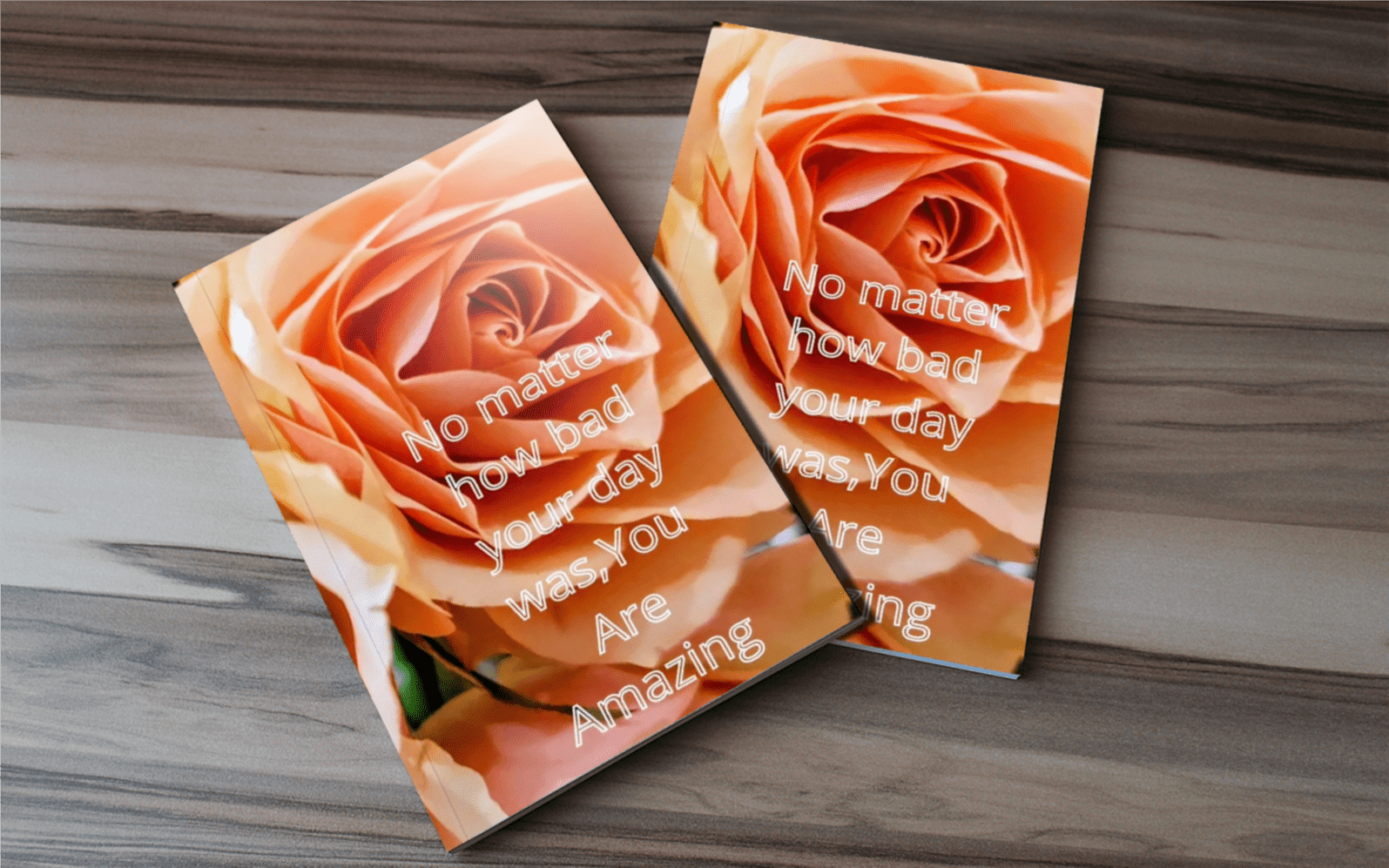 Motivational journal with positive quote on cover - original photo by Kate.