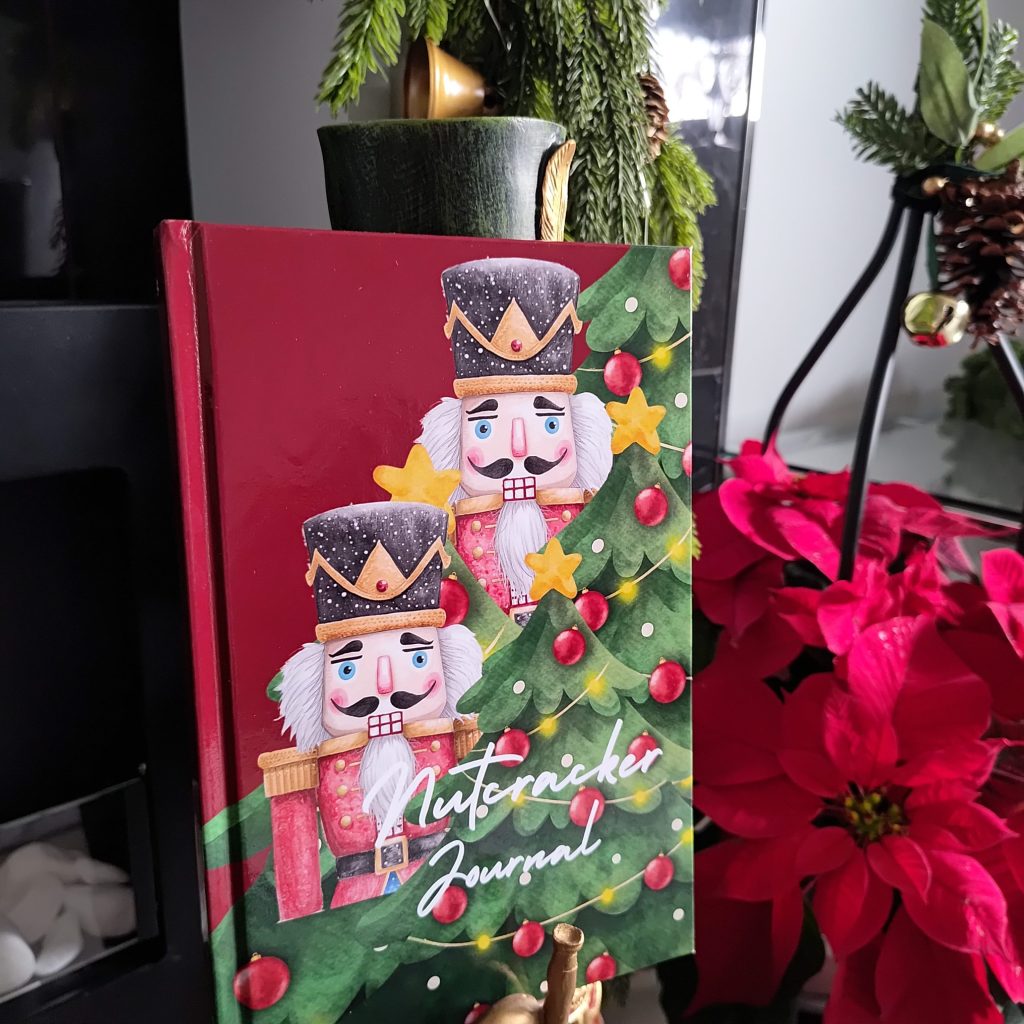 Nutcracker Journal hardcover with Christmas tree and festive nutcracker design